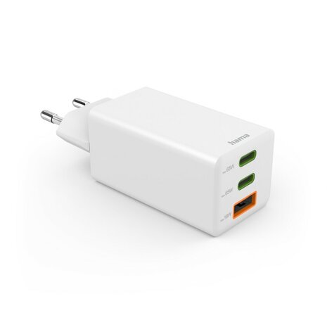 Hama Snellader 2x USB-C PD 1x USB-A QC Mini-oplader 65W Wit