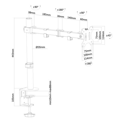 New Star Products FPMA-D550BLACK Monitorarm Zwart