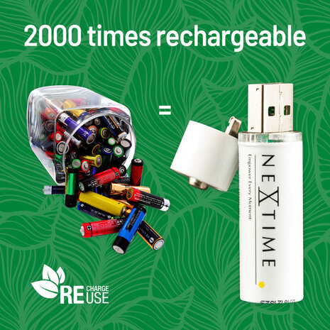 NeXtime NE-AABAT003 Oplaadbare AA USB-Batterij Blister A 4 Stuks