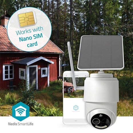 Nedis SIMCBO50WT Smartlife Camera Voor Buiten 4g Full Hd 1080p Kiep En Kantel Ip65 Cloud Opslag (optioneel) / Microsd (niet Inbegrepen) 5 V Dc Met Bewegingssensor Nachtzicht Wit