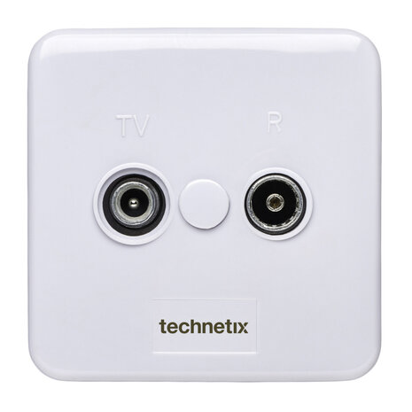 Technetix TN-TRAS2000-S Radio/tv Wandcontactdoos Coax 2 Uitgangen Wit