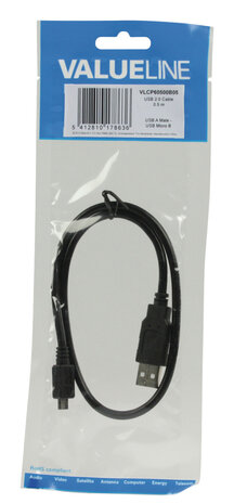 Valueline Vlcp60500b05 Usb 2.0 Usb A Male - Usb Micro B Male Kabel 0,50 M Zwart