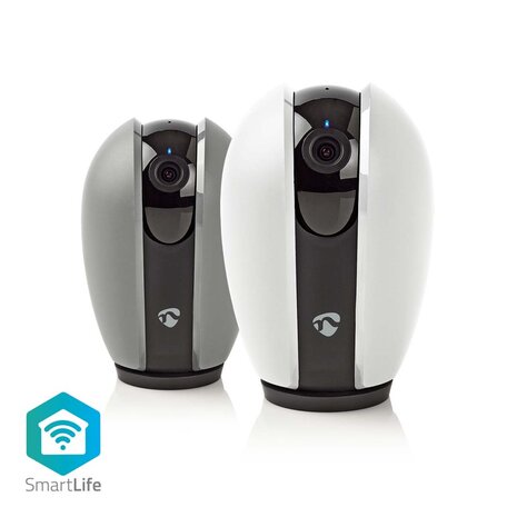 Nedis WIFICI21CGY Smartlife Camera Voor Binnen Wi-fi Full Hd 1080p Kiep En Kantel Cloud Opslag (optioneel) / Microsd (niet Inbegrepen) Nachtzicht Android™ / Ios Donkergrijs / Wit