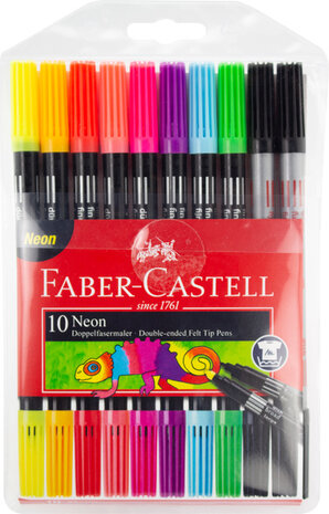 Faber Castell FC-151109 Viltstiften Duo Neon Kleuren In Etui 10 Stuks