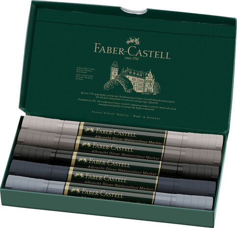 Faber Castell FC-160306 WK25Aquarel Marker FC AlbrechtDürer 5 Stuks Grey Tones