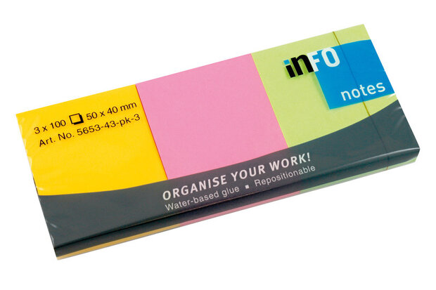 Info Notes IN-5653-43 50x40mm Brilliant En Ultra Mix 3 Kleuren