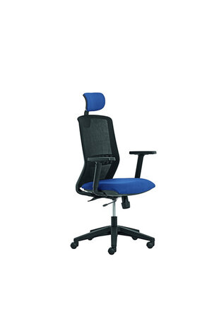 Geen Merk LF-2012405 Bureaustoel Linea Tekna 01/PT Zwart/blauw Met 3D Armleuning En Hoofdsteun