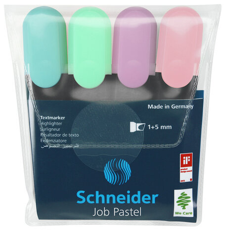 Schneider S-115098 Highlighter Job Pastel Kleur Ass. Etui A 4st.