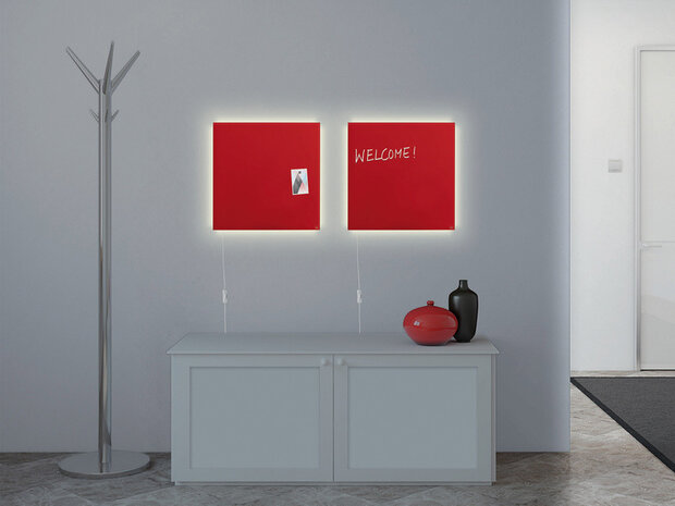 Sigel SI-GL402 Glasmagneetbord Artverum LED Light 480x480x15 Rood