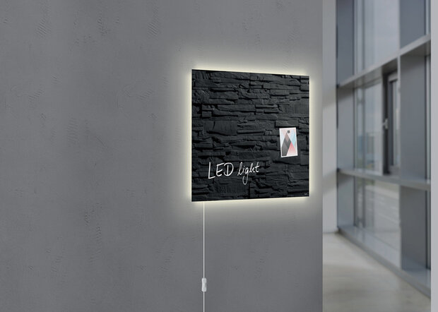 Sigel SI-GL404 Glasmagneetbord Artverum LED Light 480x480x15 Leisteen