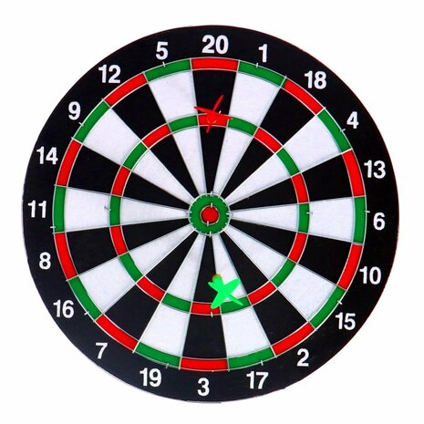 Dartboard Tweezijdig + 6 Pijlen 37 cm