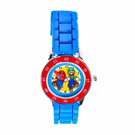 Super Mario Time Teacher Horloge Blauw/Rood