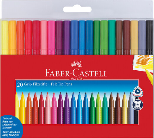 Faber Castell FC-155320 20 Viltstiften GRIP Doos 5 Stuks