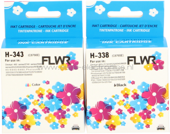 FLWR HP 338 en 343 Multipack zwart en kleur