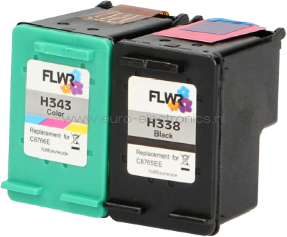 FLWR HP 338 en 343 Multipack zwart en kleur