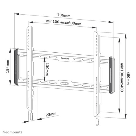 Neomounts WL30-550BL16 Vlakke Wandsteun voor Schermen tot 75 Inch zwart