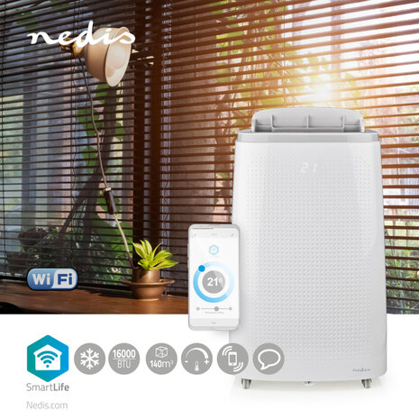 Nedis WIFIACMB1WT16 Smartlife Airconditioner Wi-fi 16000 Btu 140 M³ Ontvochtiging Android™ & Ios Energieklasse: A 3 Snelheden 65 Db Wit