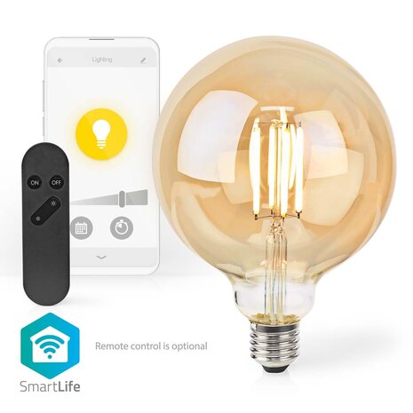 Nedis WIFILRF10G125 Smartlife Led Filamentlamp Wi-fi E27 806 Lm 7 W Warm Wit Glas Android™ / Ios Globe