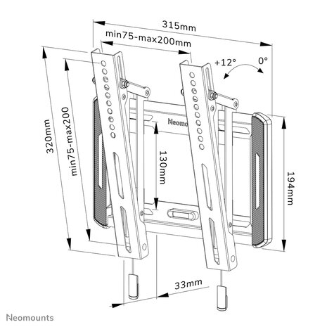 Neomounts WL35-550BL12 Kantelbare Wandsteun voor Schermen tot 55 Inch Zwart