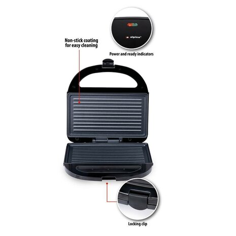 Alpina Contactgrill 750W Zwart