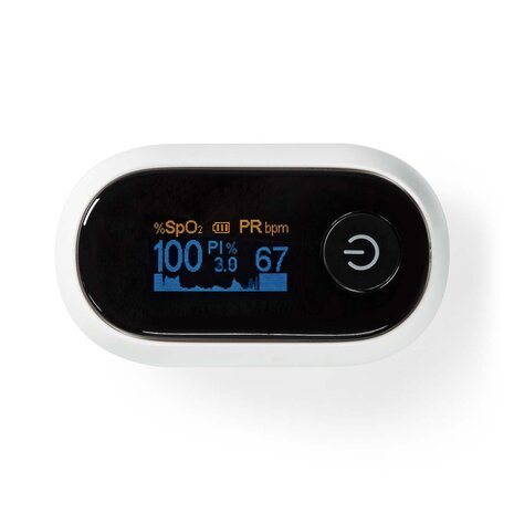 Nedis BTHOX10WT Smartlife Pulse Oximeter Bluetooth® Oled-scherm Anti-bewegingsinterferentie / Auditief Alarm / Hoge Precisie Sensor / Perfusie-index / Polsslag / Zuurstofverzadiging (spo2) Wit