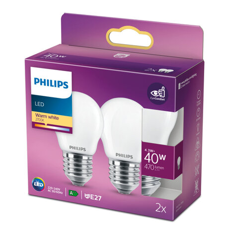 Philips Classic LED Lamp 40W E27 Warm Wit 2 Stuks