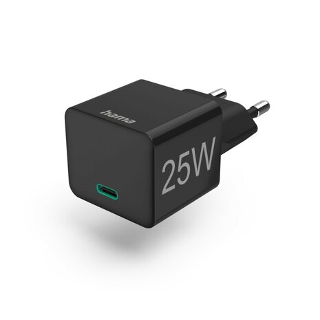 Hama Snellader USB-C PD/Qualcomm® Mini-oplader 25 W Zwart