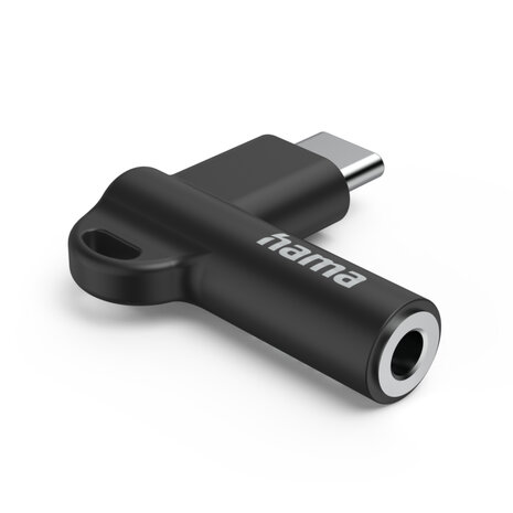 Hama Aux-Adapter USB C–3.5 mm Jack Aansluiting 90° Hoekstekker Zwart