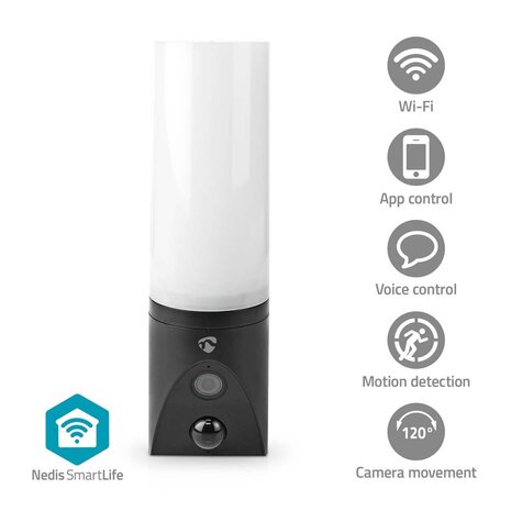 Nedis WIFICOL20BK Smartlife Camera Voor Buiten Wi-fi Omgevingslicht Full Hd 1080p Ip65 Cloud Opslag (optioneel) / Microsd (niet Inbegrepen) / Onvif 100 - 240 V Ac Met Bewegingssensor Nachtzicht Zwart