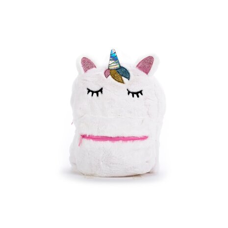 Rugtas Plushe Unicorn Wit/Roze