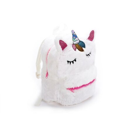 Rugtas Plushe Unicorn Wit/Roze