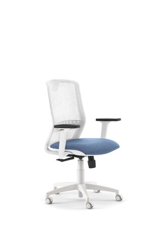 Geen Merk LF-2021525 Bureaustoel Linea Tekna White 01 L.blauw/wit Met 3D Armleuning