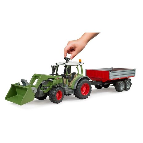 Bruder 02182 Fendt Vario 211 met Voorlader + Zijwandaanhanger