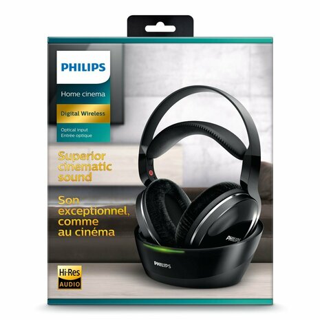 Philips SHD8850/12 Draadloze TV-Hoofdtelefoon Zwart