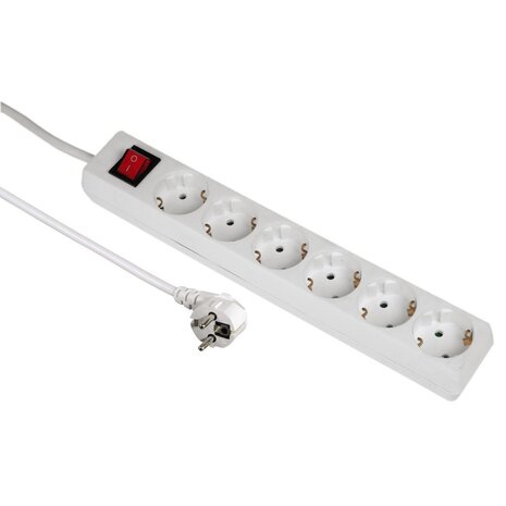 Hama 6-Way Power Strip With Switch And Child Protection 5 M White