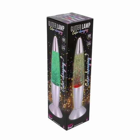 Party Time LED Glitterlamp 35 cm Color Changing/Zilver