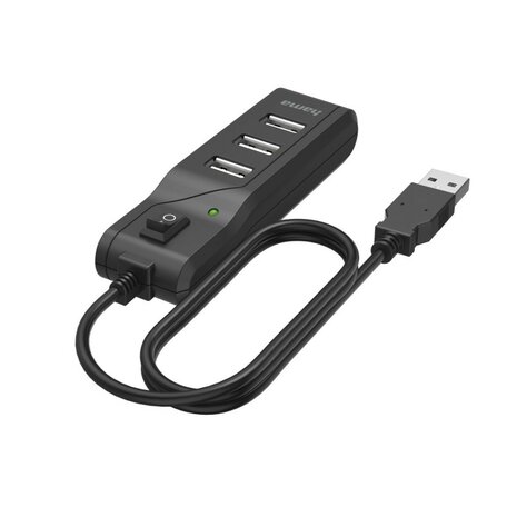 Hama USB-hub 4-poorts USB 2.0 480 Mbit/s Aan/uit-schakelaar