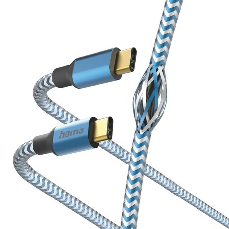 Hama Oplaadkabel Reflective USB-C - USB-C 1,5 M Nylon Blauw