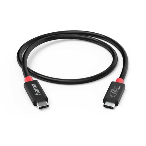 Hama USB C Kabel E-Marker USB4 GEn2 20 Gbit/s 5 A 240W 200 cm Zwart