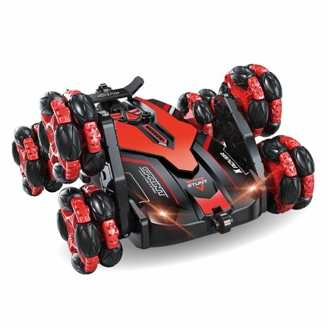 Gear2Play RC X-Rover 6-Wielige Stuntauto + Licht Zwart/Rood