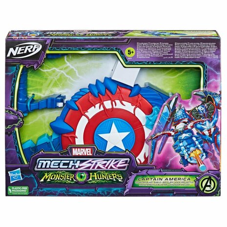 Nerf Marvel Mech Strike Monster Hunters Captain America + 3 Darts