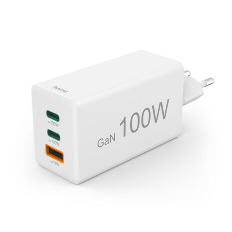 Hama Snellader 100W GaN 2x USB-C PD 1x USB-A QC Wit