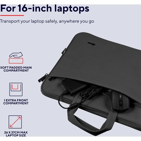 Trust Bologna Slim Laptoptas 16 Inch Zwart