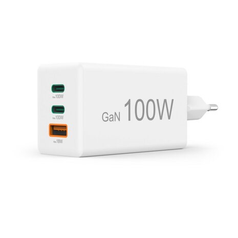 Hama Snellader 100W GaN 2x USB-C PD 1x USB-A QC Wit