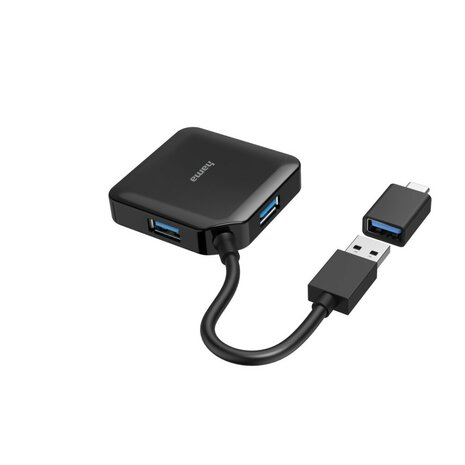 Hama USB-hub 4-poorts USB 3.2 Gen1 5 Gbit/s Incl. USB-C-adapter