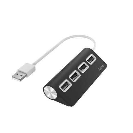 Hama USB-hub 4-poorts USB 2.0 480 Mbit/s Zwart