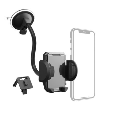 Hama 2in1 GSM-houder Voor De Auto Multi V. Vent. / Ruit 360 Graden Draaibaar