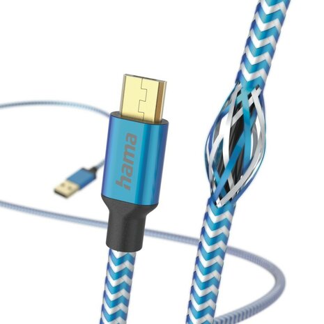 Hama Oplaadkabel Reflective USB-A - Micro-USB 1,5 M Nylon Blauw