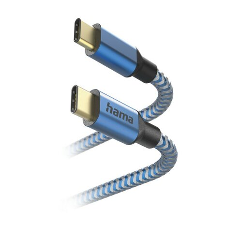 Hama Oplaadkabel Reflective USB-C - USB-C 1,5 M Nylon Blauw