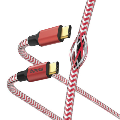 Hama Oplaadkabel Reflective USB-C - USB-C 1,5 M Nylon Rood